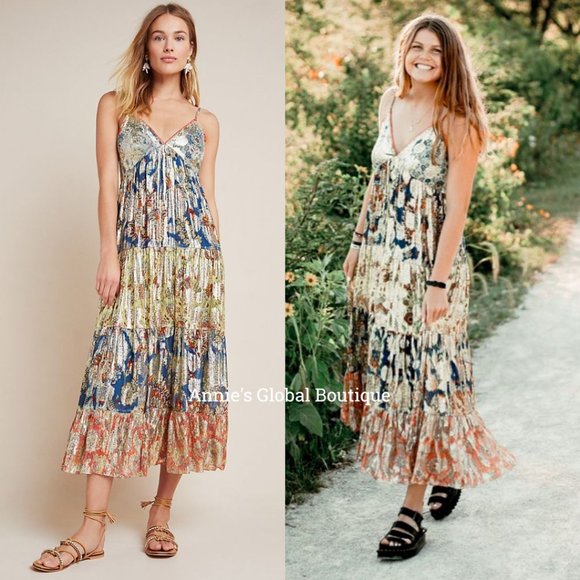 RARE NWT ANTHROPOLOGIE Verb Echo Tiered Maxi Dress - Picture 8 of 16